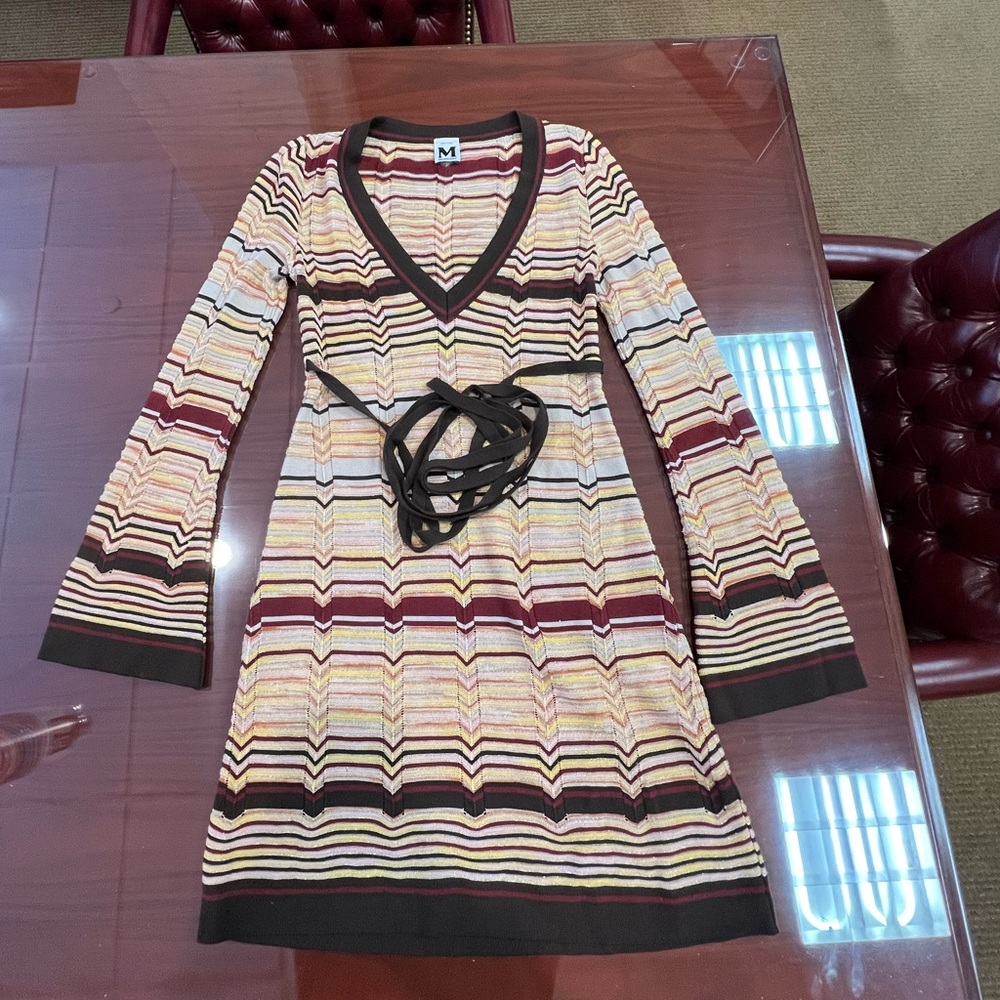 M Missoni Tie waist Long Sleeve Dress